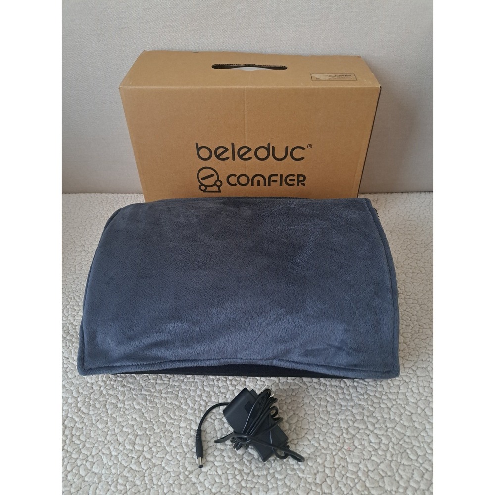 Beleduc Confier Heated Massage Pillow Grey Plush Electric Back Neck Massager